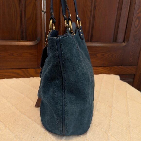 Coach EUC+ Teal Green Suede Shoulder Bag - Picture 7 of 16
